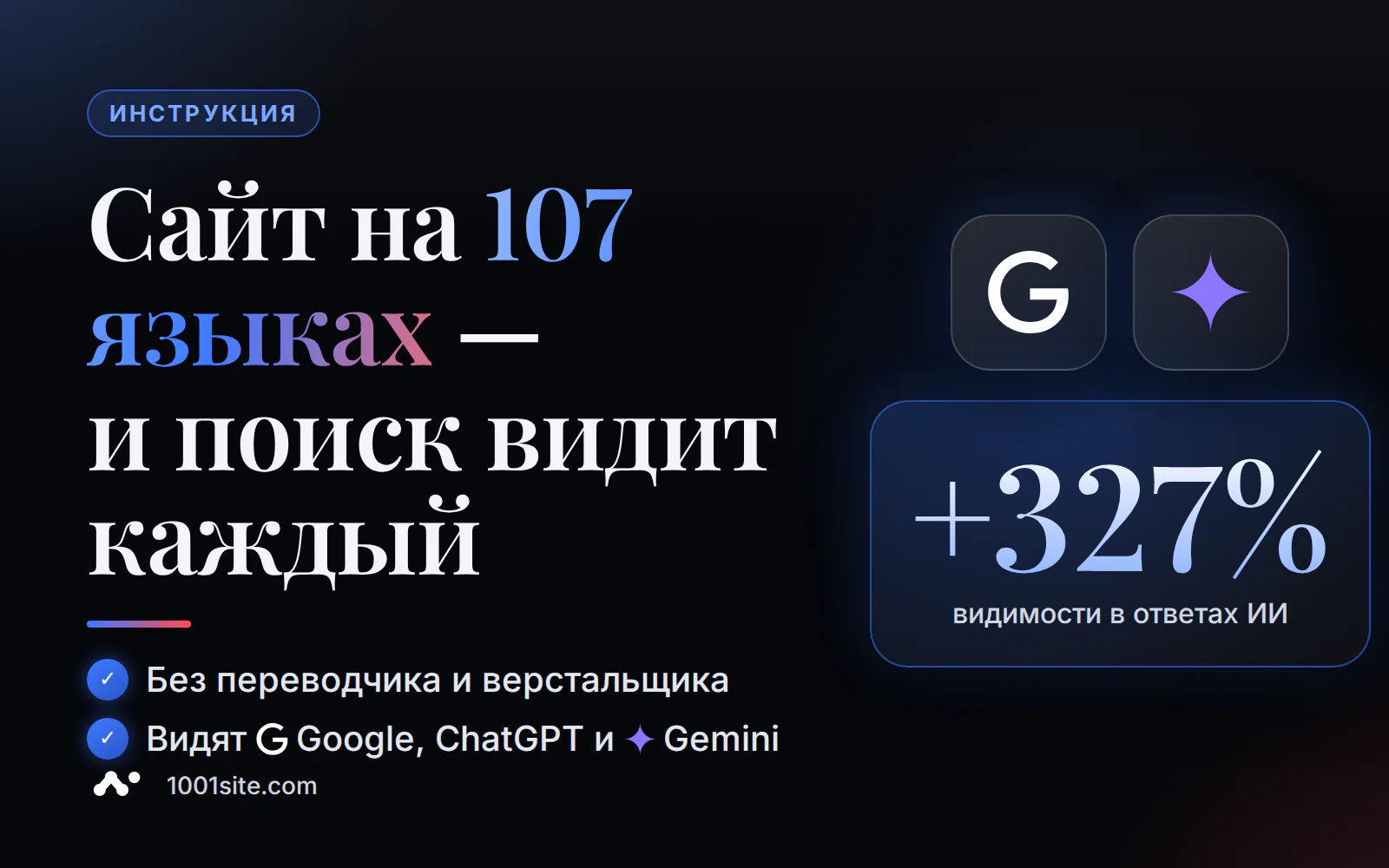 Многоязычный сайт без переводчика: 107 языков, видимость в Google, ChatGPT и Gemini
