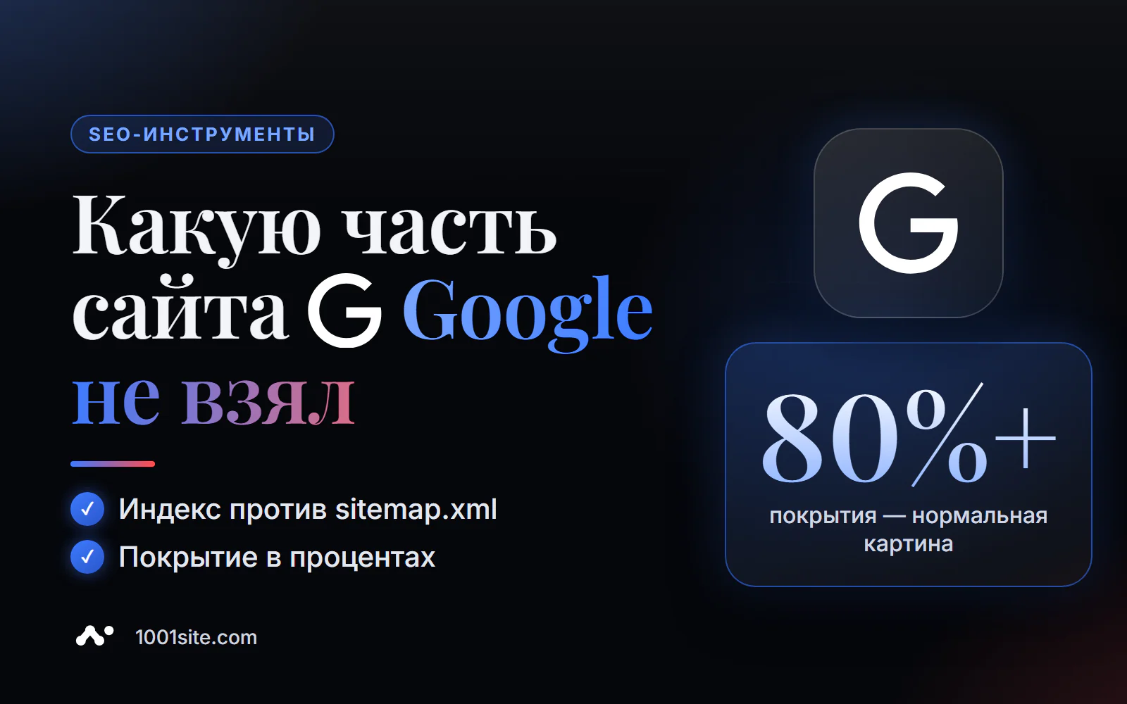 Проверка индексации сайта онлайн: число страниц в Google, адреса в sitemap и процент покрытия индекса