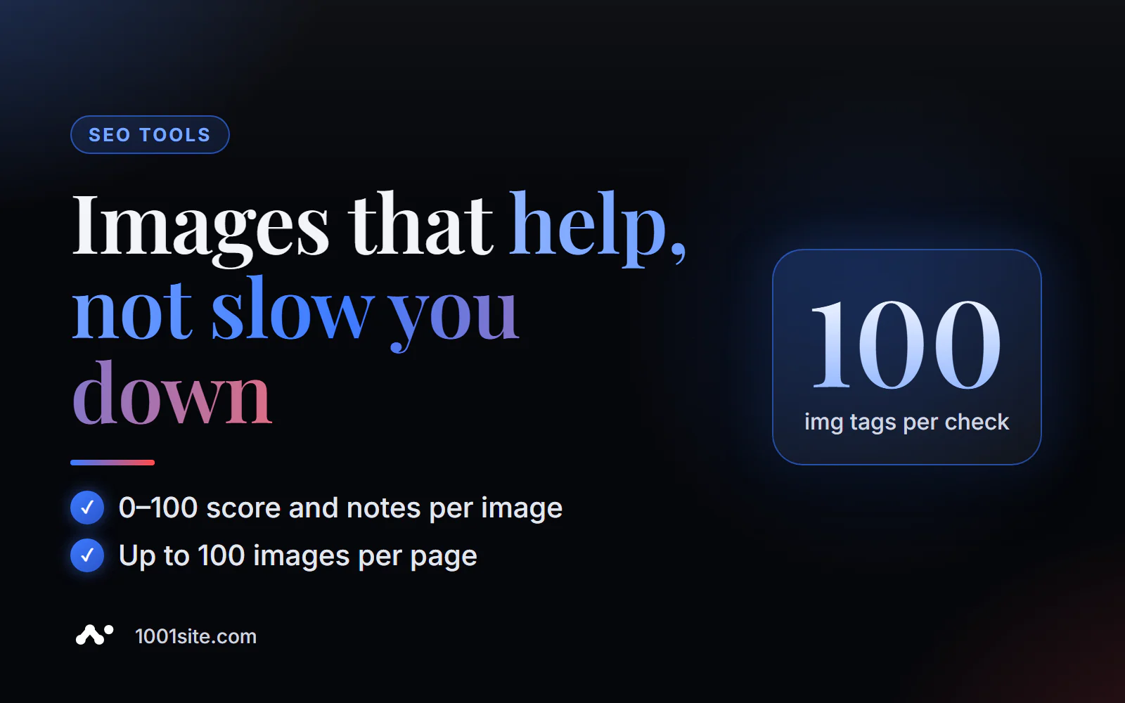 Pamariksaan SEO gambar online: alt, lazy loading, WebP, sareng srcset, rating 0–100 pikeun unggal gambar