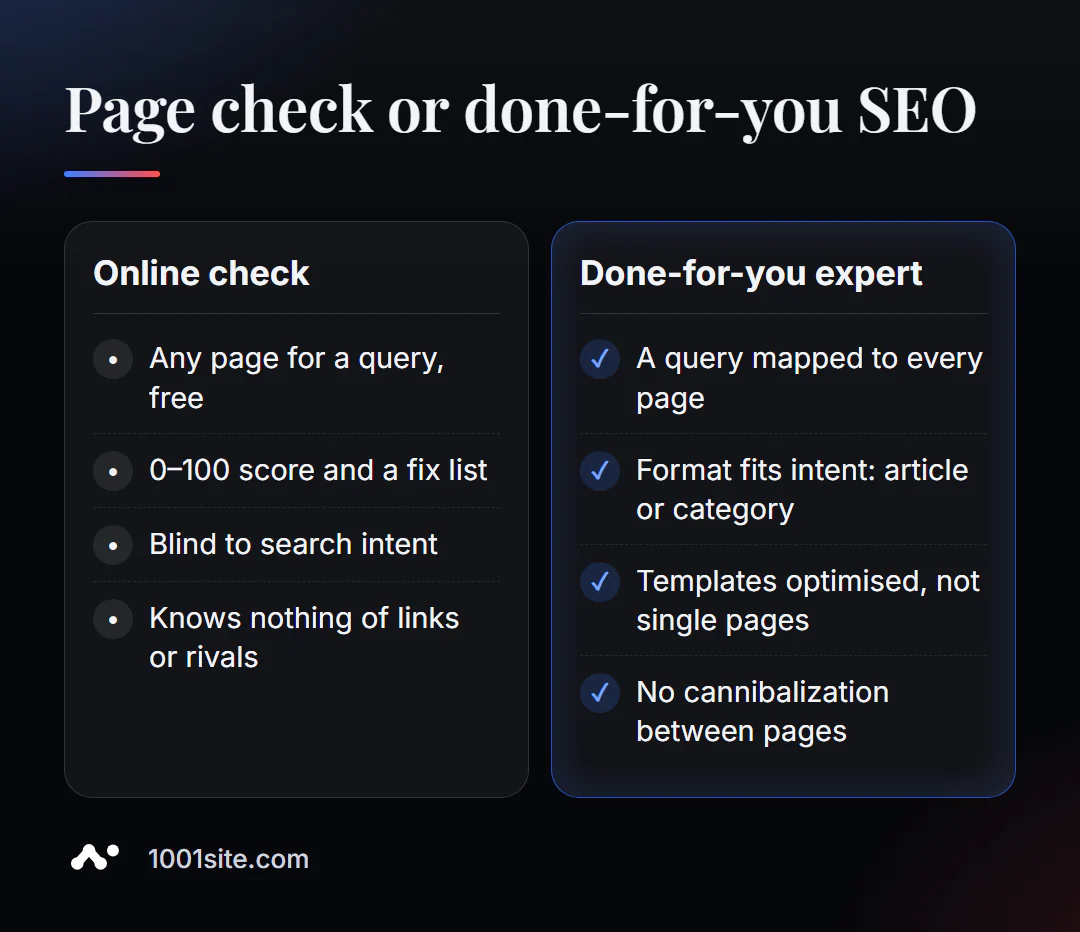 Analisi e promozione SEO online con uno specialista: cosa include ogni opzione