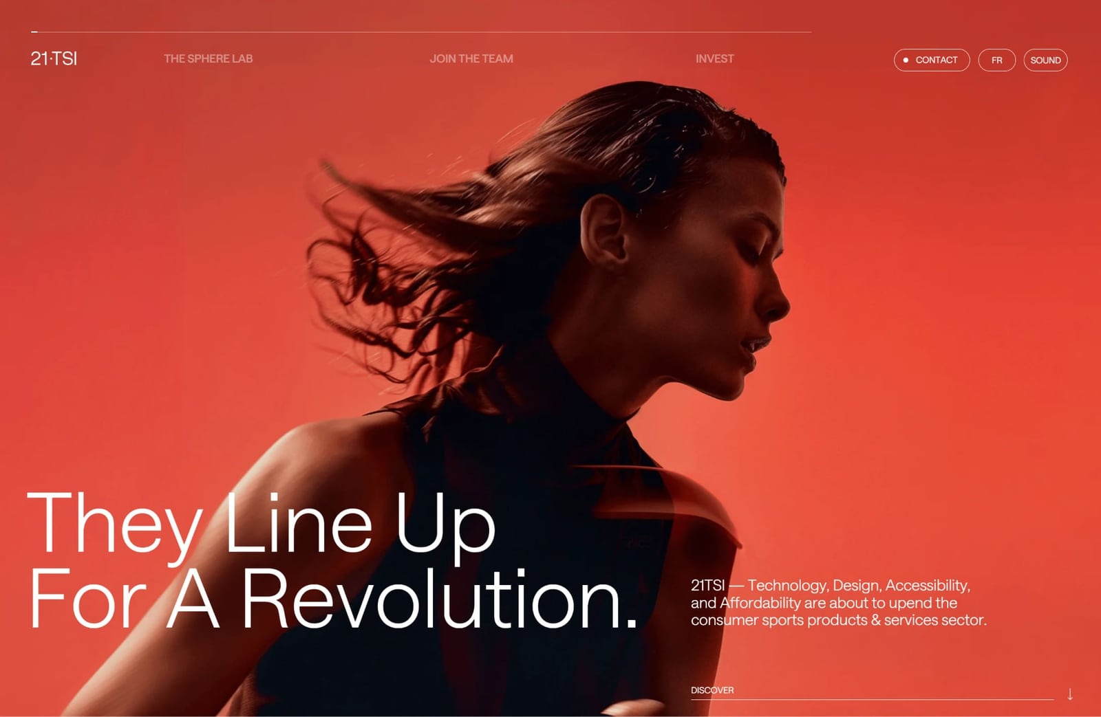 Референс 21TSI.com: заглавный экран «They Line Up For A Revolution» на насыщенном красном фоне