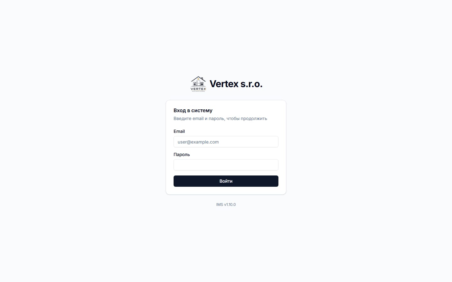Login am IMS Vertex sro Comptabilitéitssystem