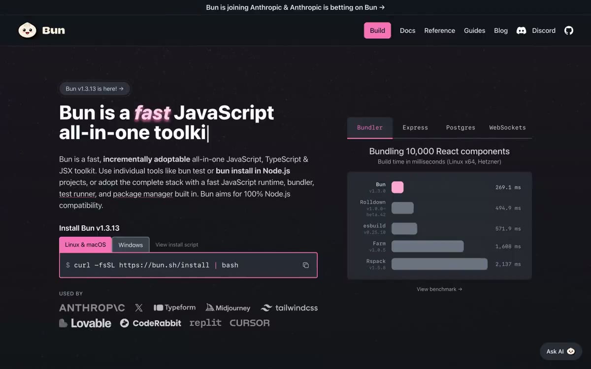 Bun — eine Vorschau einer Website in diesem Stil