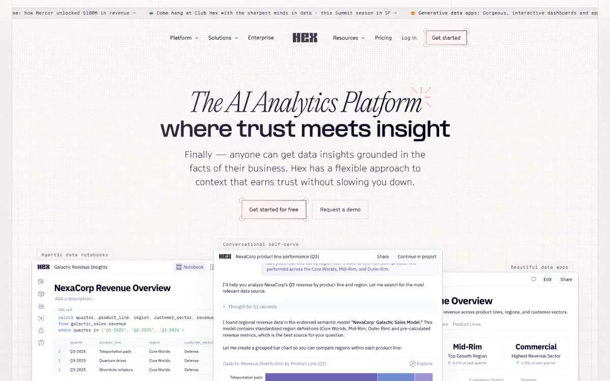 Hex — eine Vorschau einer Website in diesem Stil