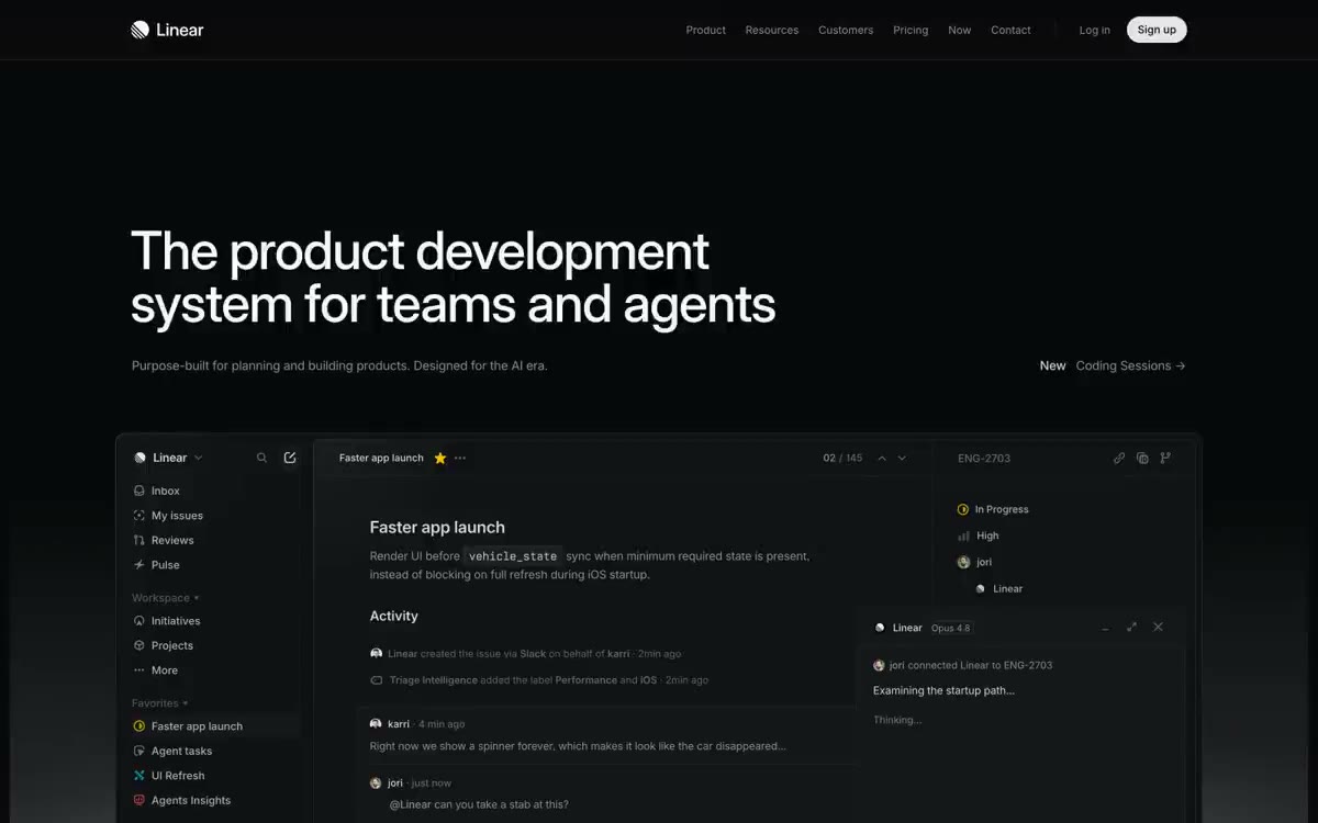 Linear — eine Vorschau einer Website in diesem Stil