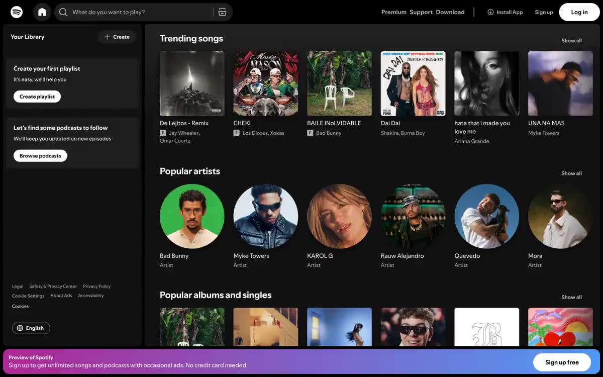 Spotify – svetainės peržiūra šiuo stiliumi