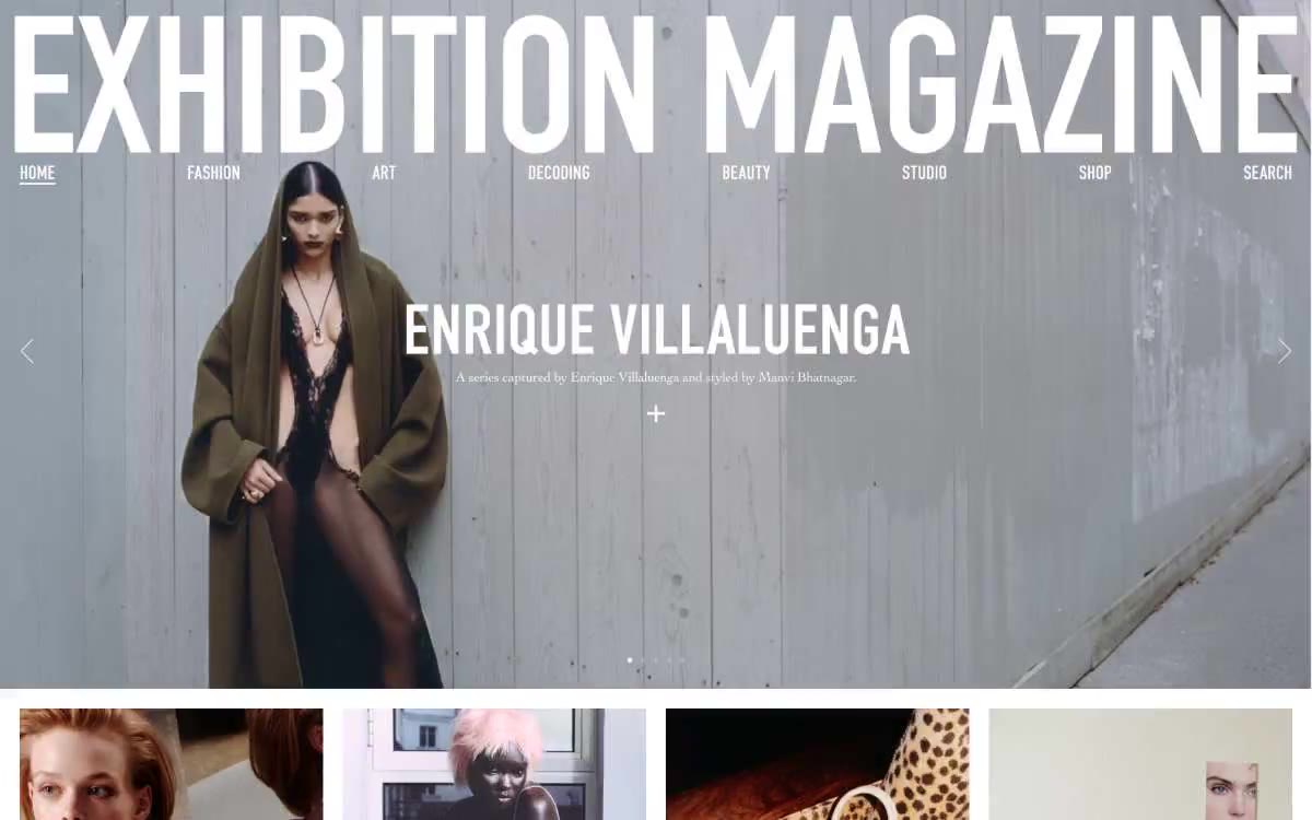 Exhibition Magazine — eine Vorschau einer Website in diesem Stil