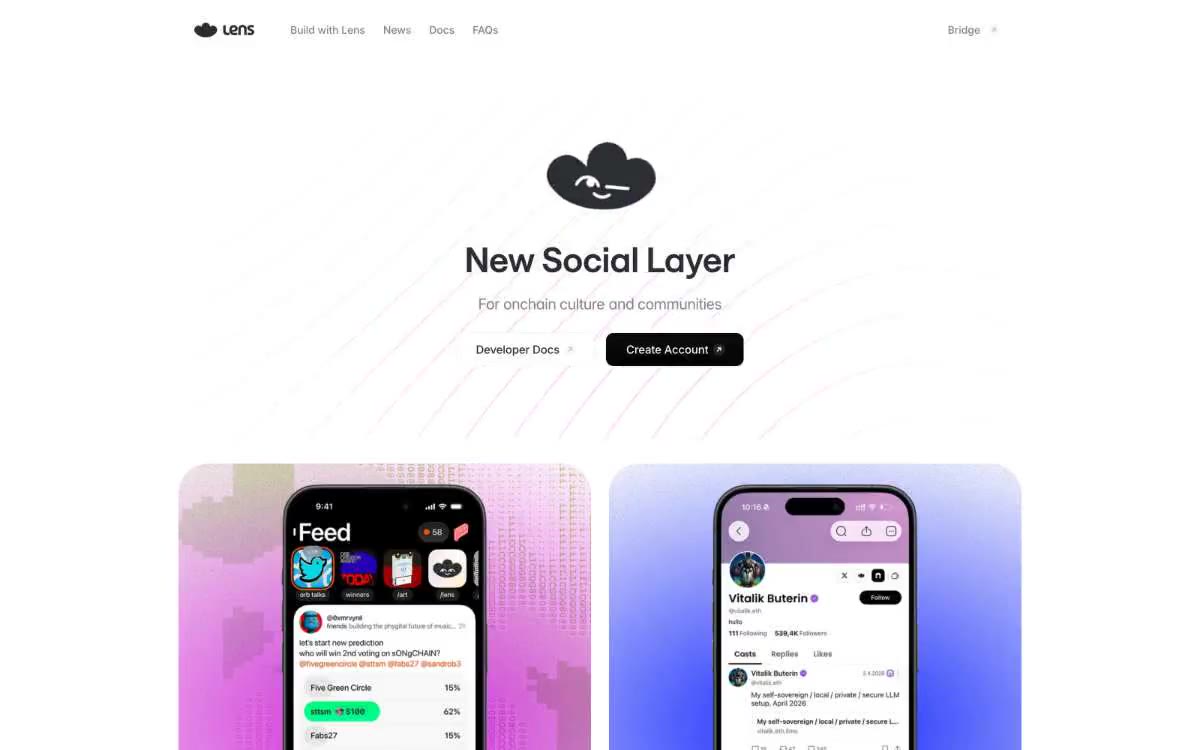 Lens — eine Vorschau einer Website in diesem Stil