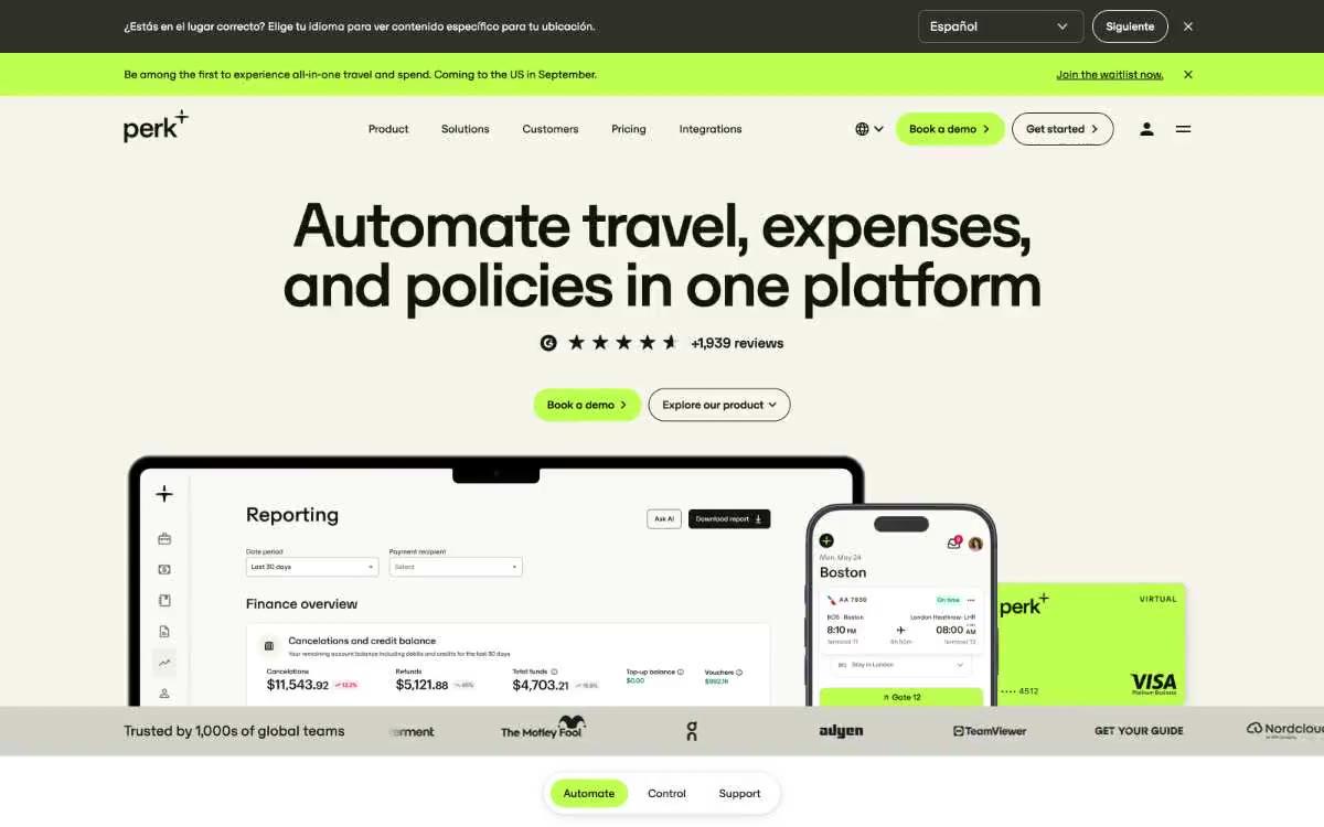Perk — eine Vorschau einer Website in diesem Stil