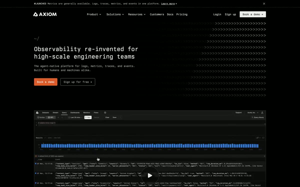 Axiom — eine Vorschau einer Website in diesem Stil