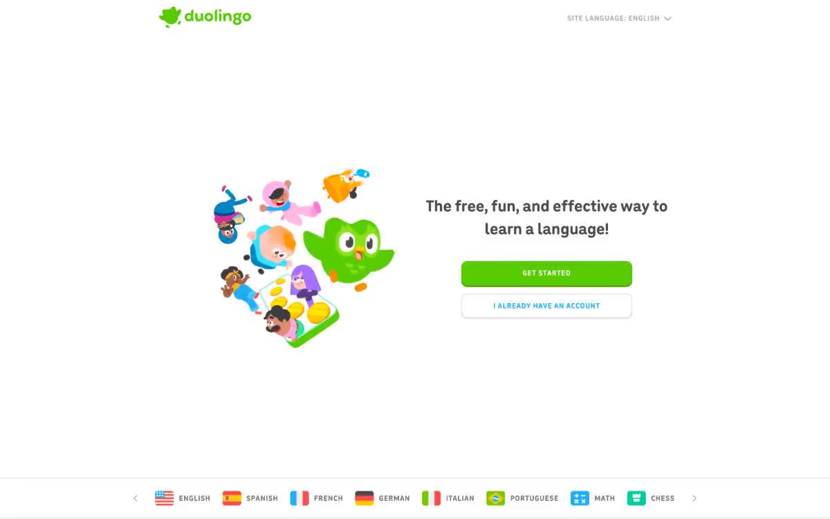 Duolingo — náhled webu v tomto stylu