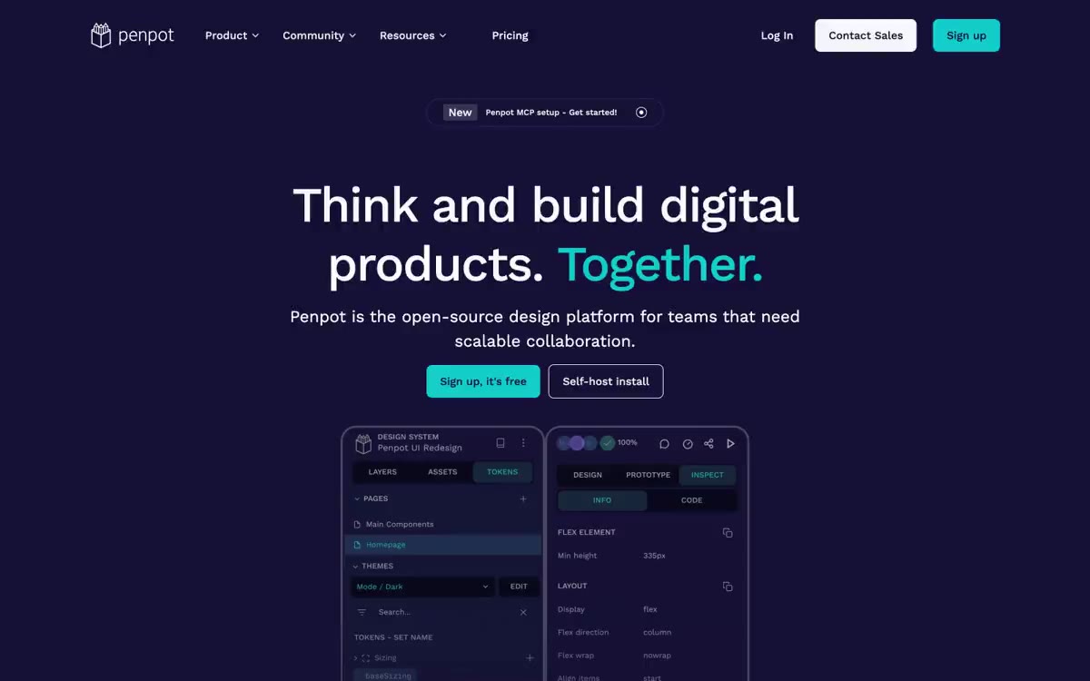Penpot — eine Vorschau einer Website in diesem Stil