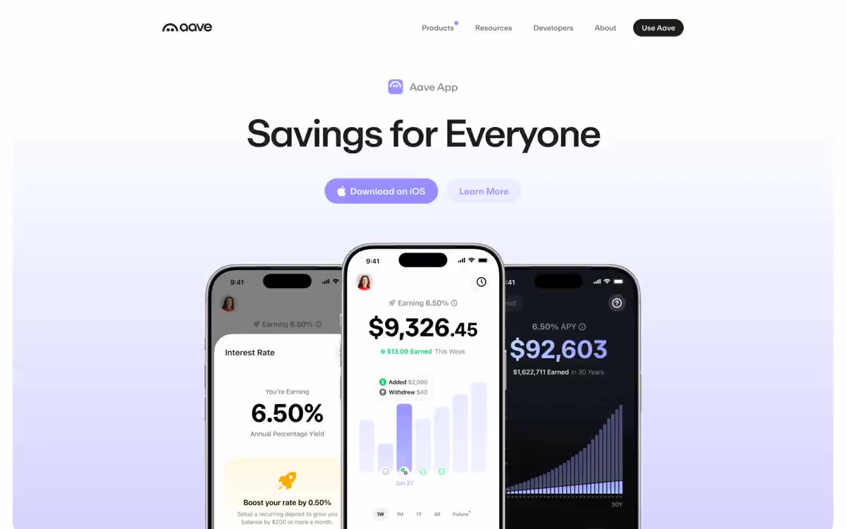aave — eine Vorschau einer Website in diesem Stil