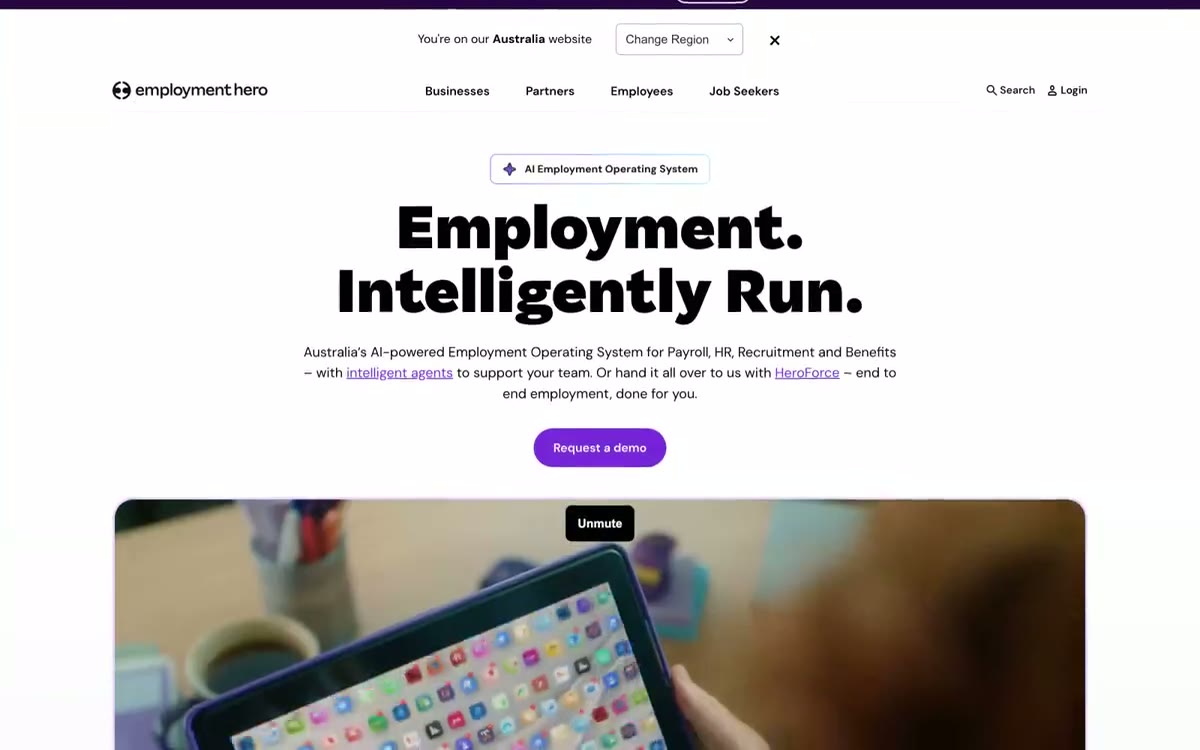 Employment Hero — eine Vorschau einer Website in diesem Stil