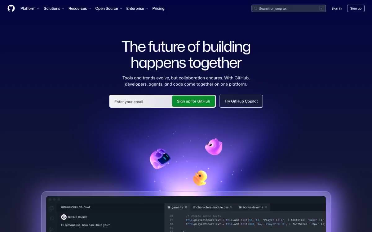 GitHub — eine Vorschau einer Website in diesem Stil