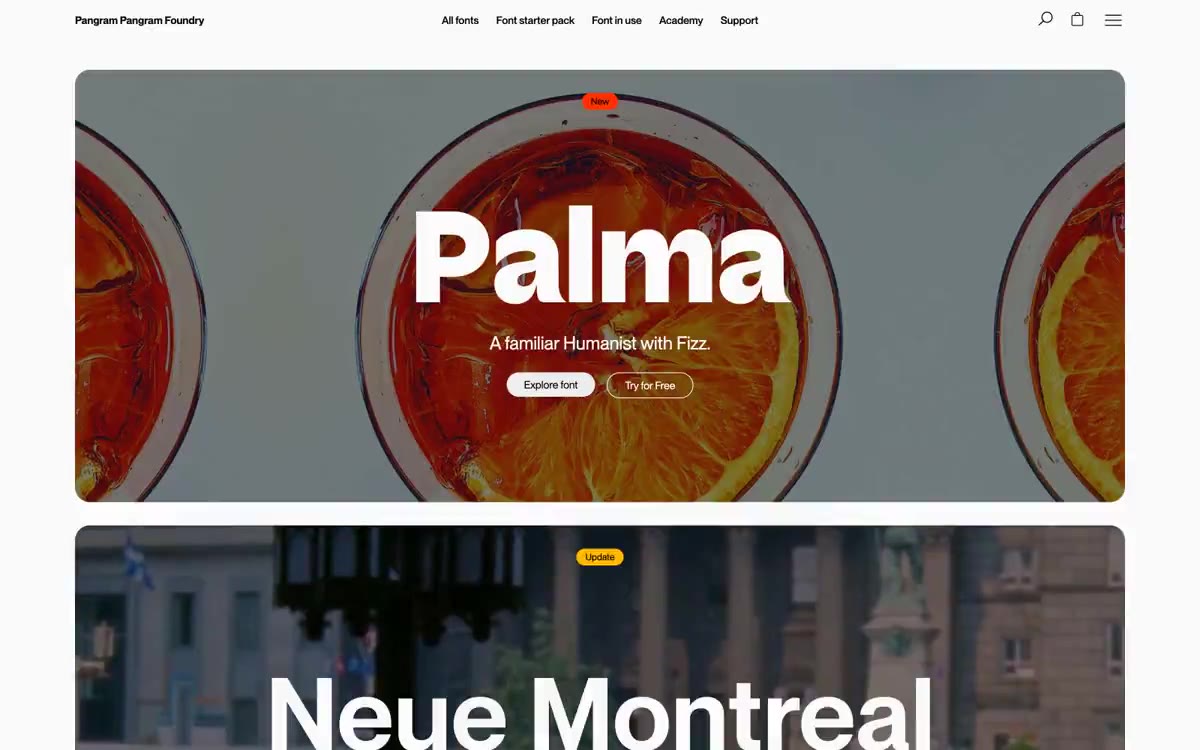 Pangram Pangram Foundry — estilo honetako gune baten aurrebista