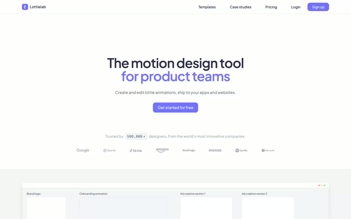 Lottielab — eine Vorschau einer Website in diesem Stil