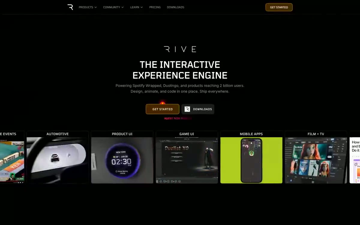 Rive — eine Vorschau einer Website in diesem Stil
