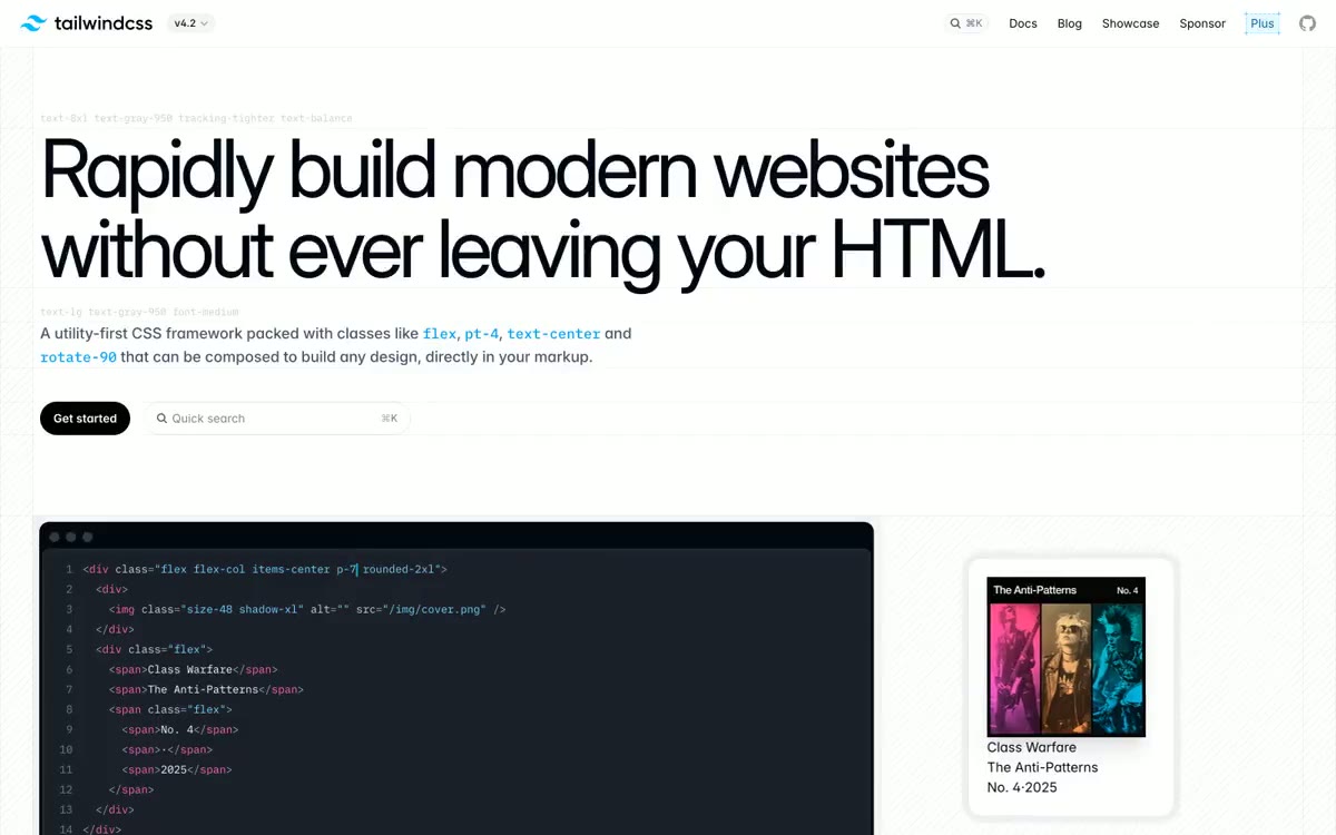 Tailwind CSS — estilo honetako gune baten aurrebista