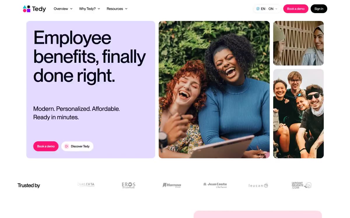 Tedy — eine Vorschau einer Website in diesem Stil