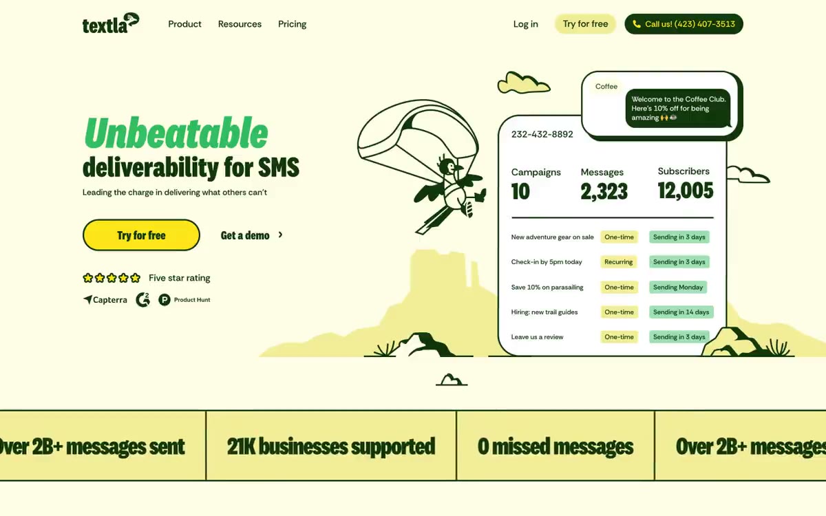 Textla — eine Vorschau einer Website in diesem Stil