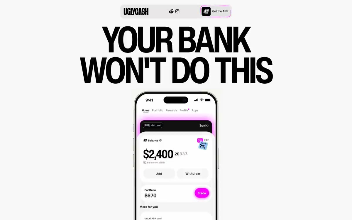 UGLYCASH — eine Vorschau einer Website in diesem Stil