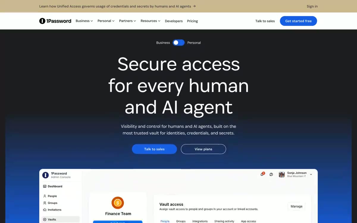 1Password — преглед сајта у овом стилу