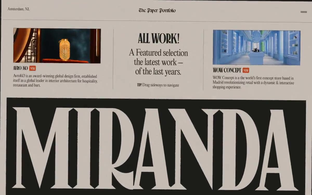 Miranda — eine Vorschau einer Website in diesem Stil