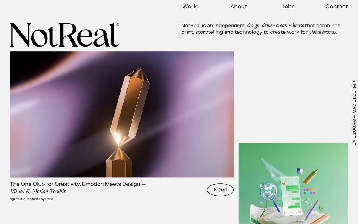 Not Real — eine Vorschau einer Website in diesem Stil