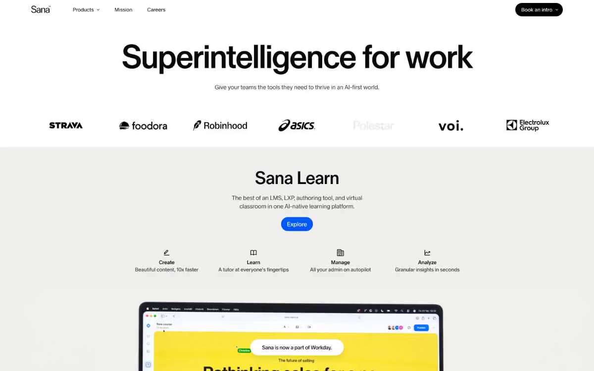 Superintelligence for work — eine Vorschau einer Website in diesem Stil