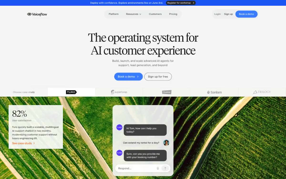Voiceflow — превью сайта в этом стиле