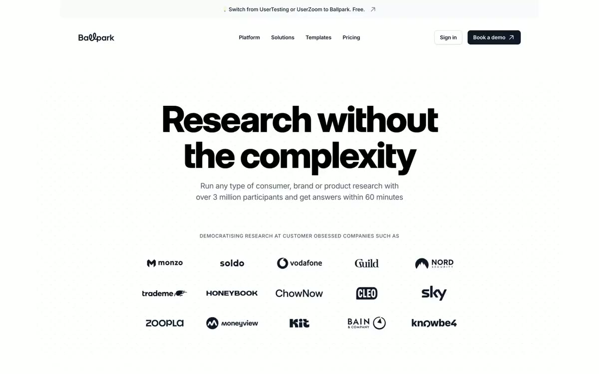 Ballpark — eine Vorschau einer Website in diesem Stil