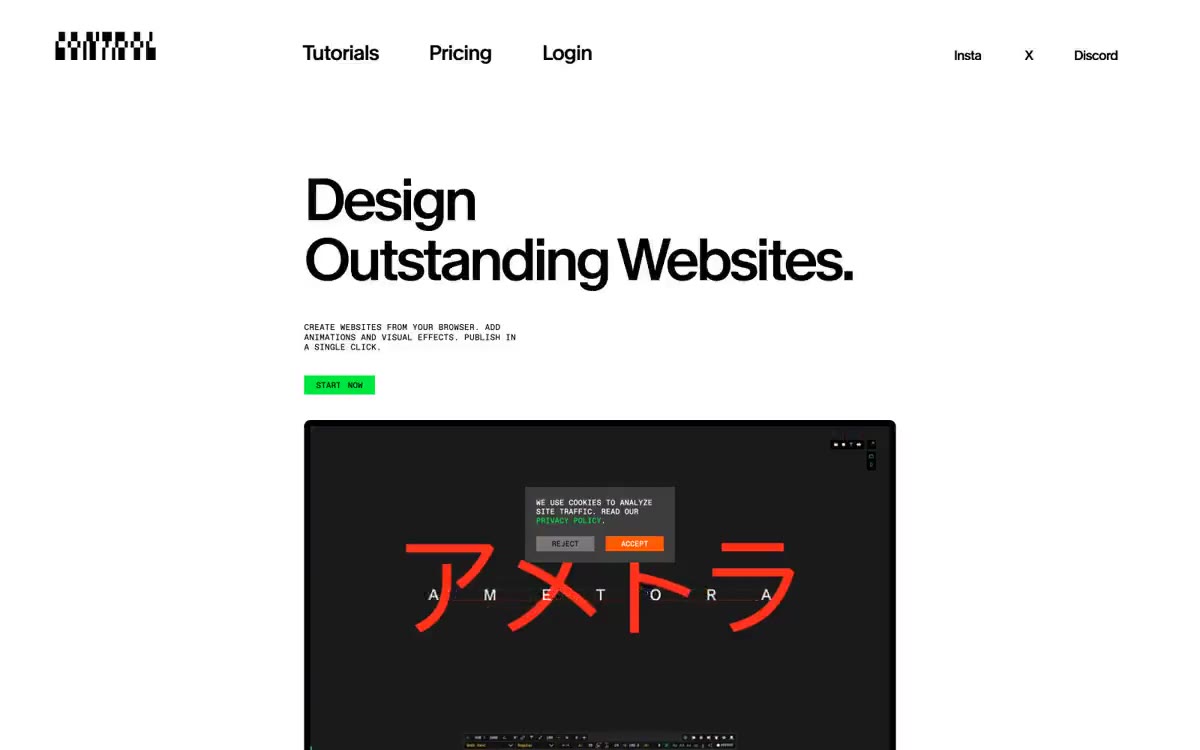 Control — eine Vorschau einer Website in diesem Stil