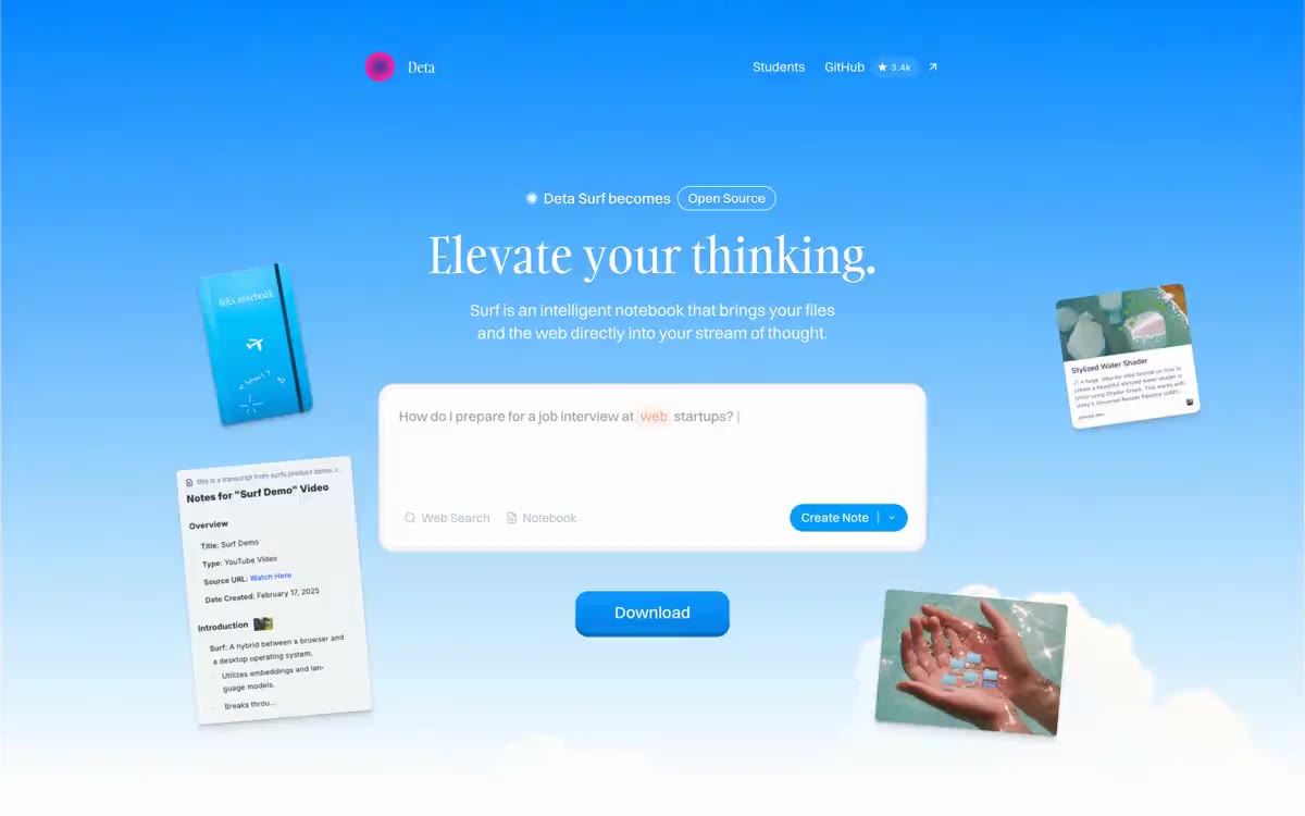 Deta Surf — eine Vorschau einer Website in diesem Stil