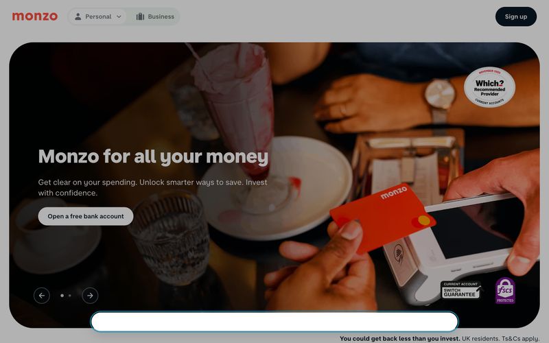 Monzo — bu tarzda bir sitenin önizlemesi