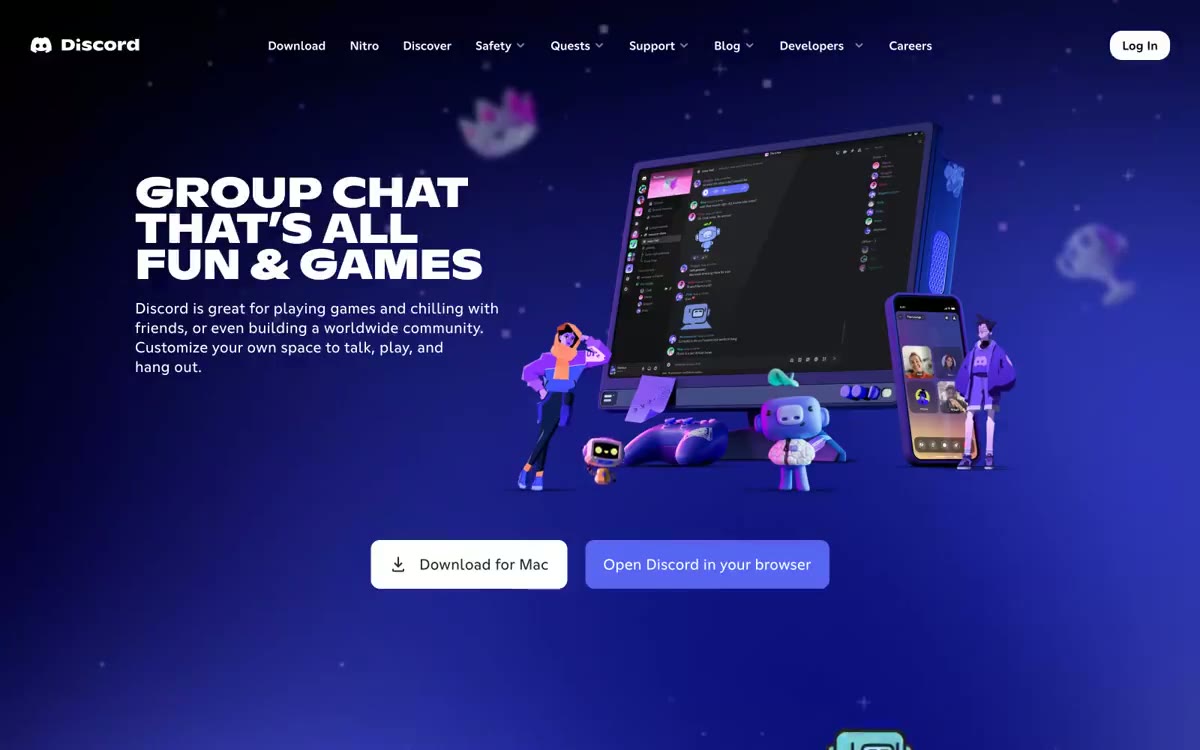 Discord — ഈ ശൈലിയിലുള്ള ഒരു സൈറ്റിന്റെ പ്രിവ്യൂ