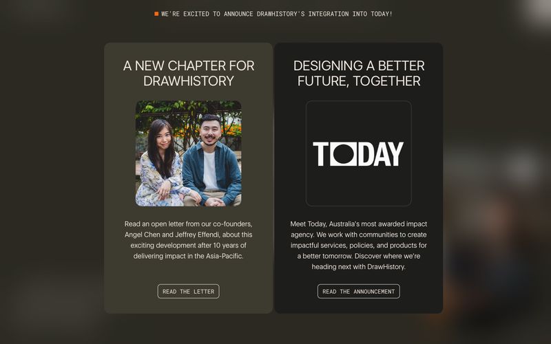 DrawHistory — پیش‌نمایشی از یک سایت با این سبک