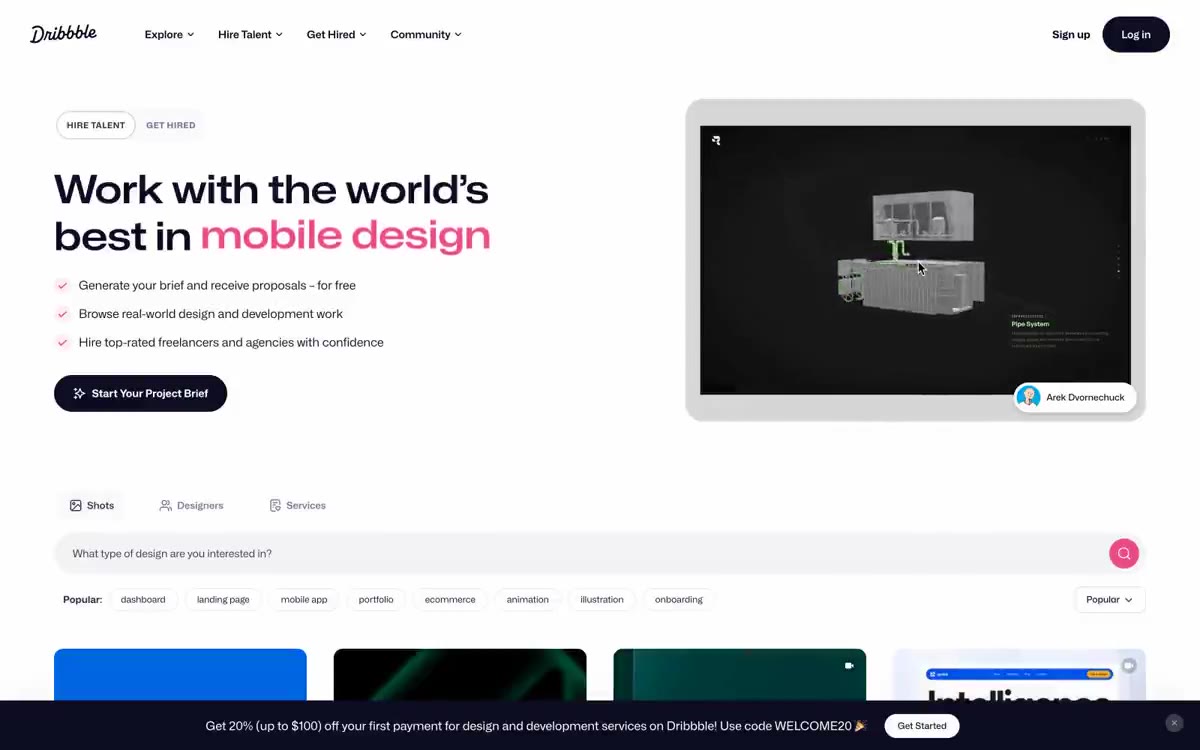Dribbble — estilo honetako gune baten aurrebista