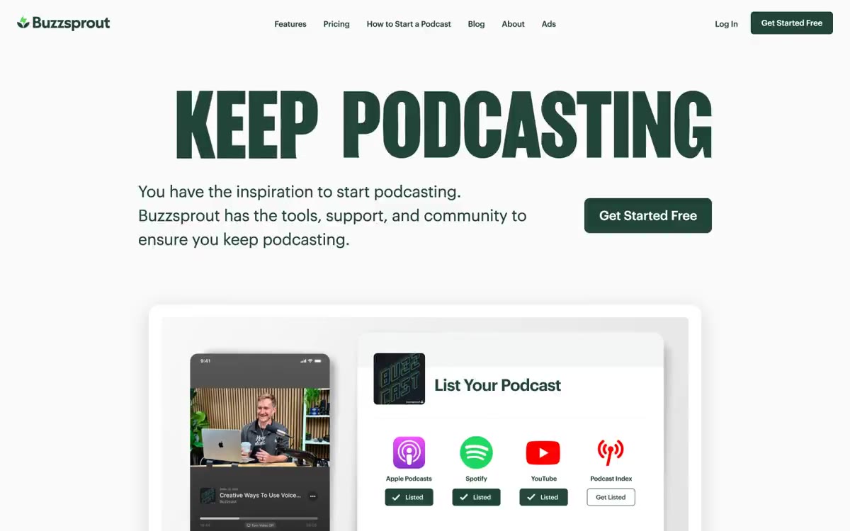 Free Podcast Hosting — estilo honetako gune baten aurrebista