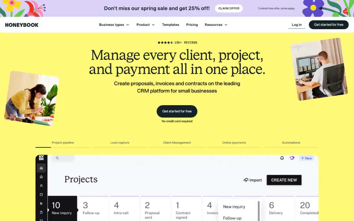 HoneyBook — այս ոճի կայքի նախադիտում