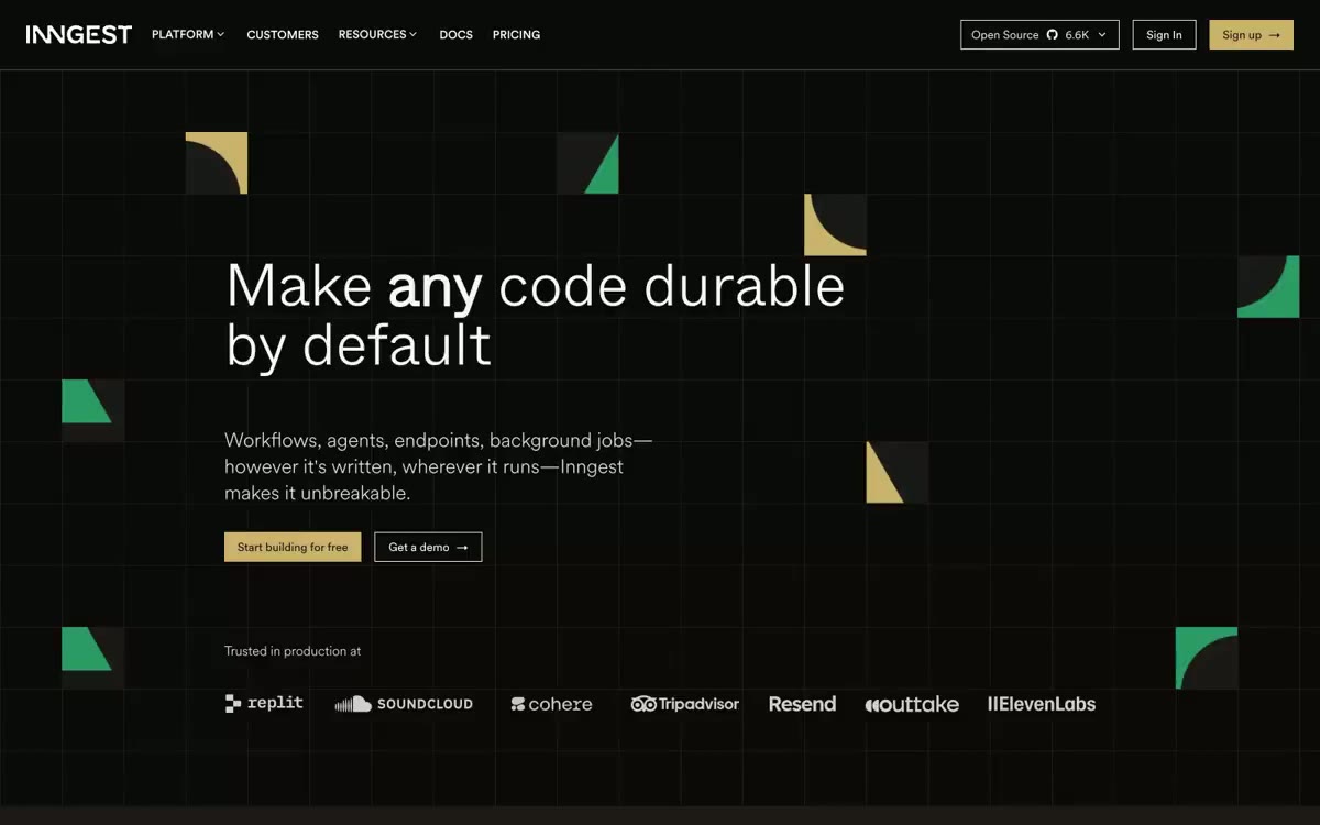 Inngest — eine Vorschau einer Website in diesem Stil