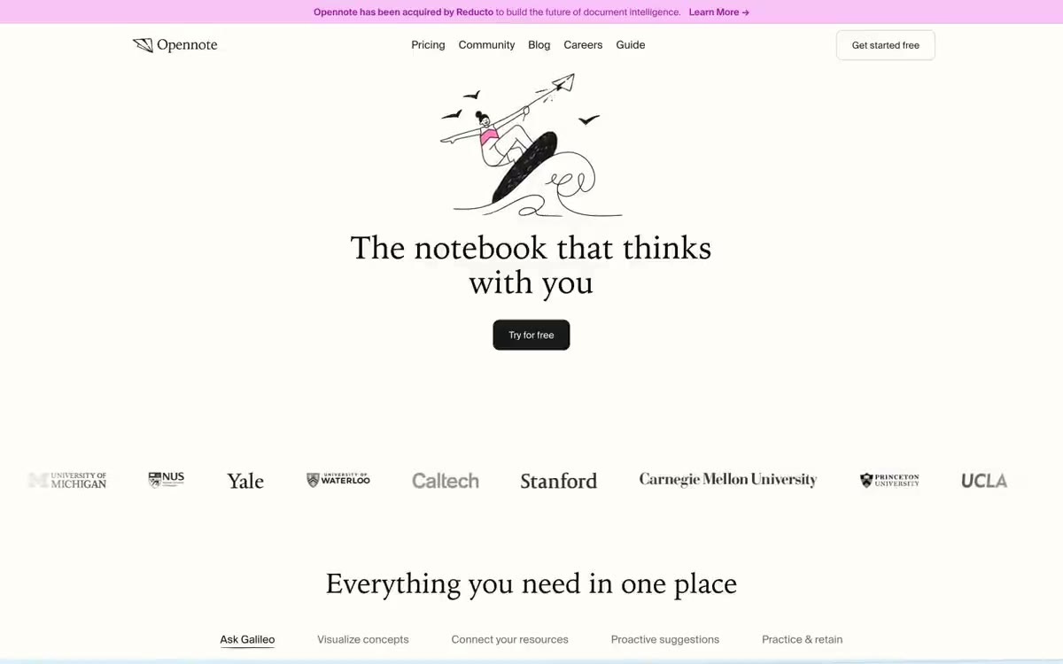 Opennote – svetainės peržiūra šiuo stiliumi