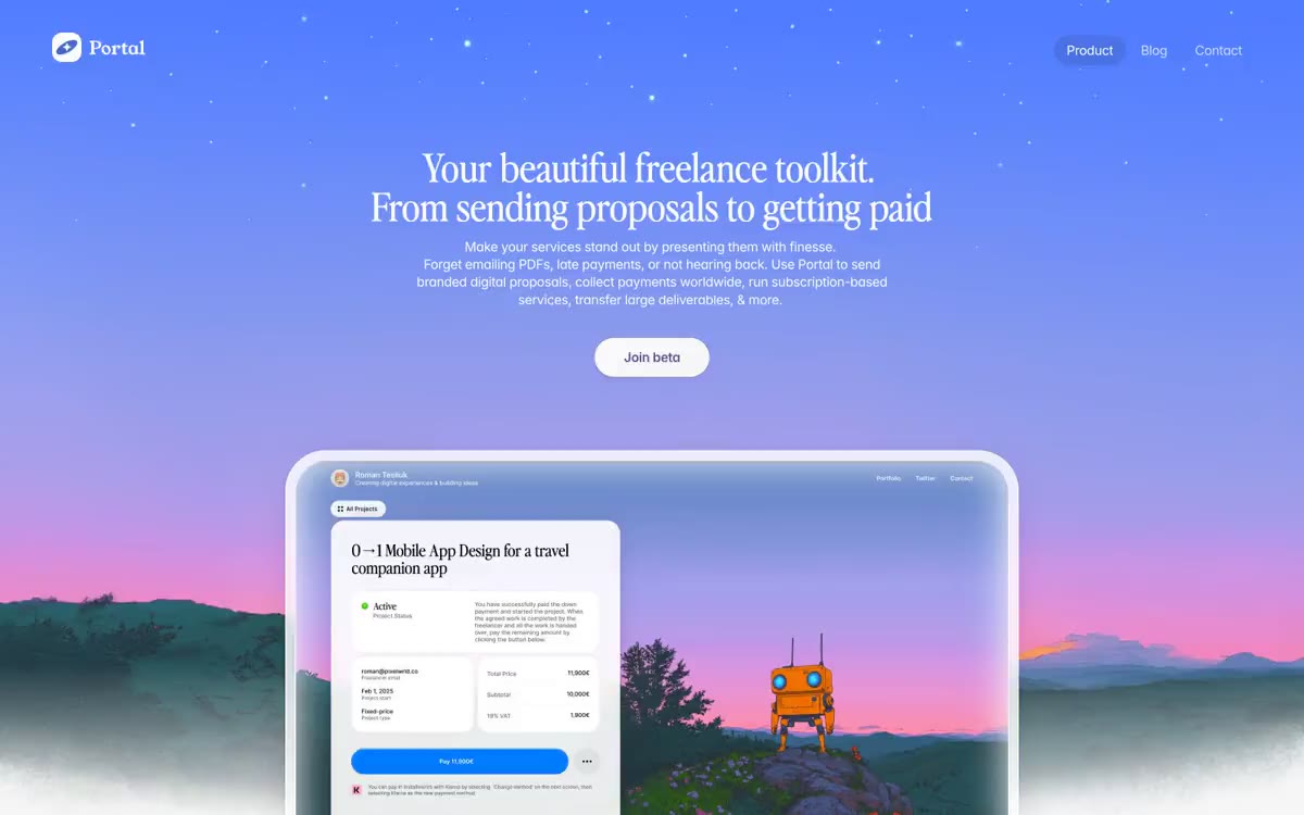 Portal — eine Vorschau einer Website in diesem Stil