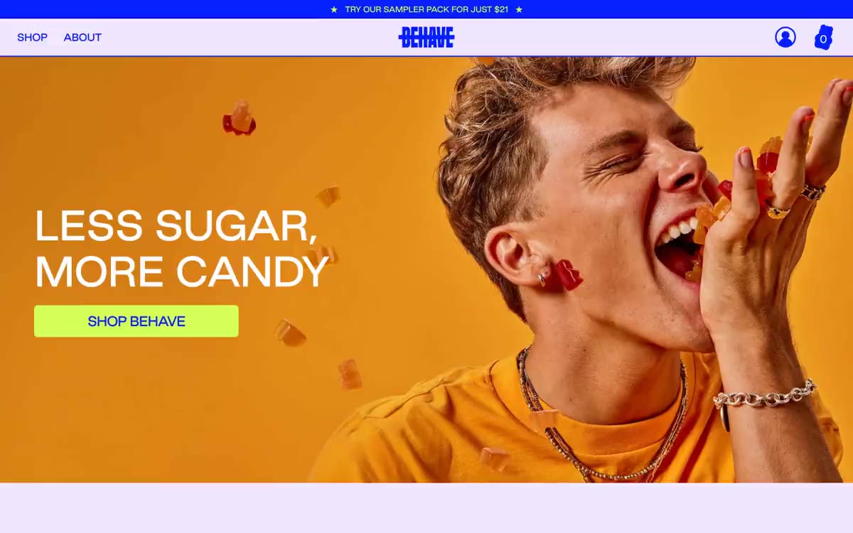 BEHAVE Candy — náhled webu v tomto stylu
