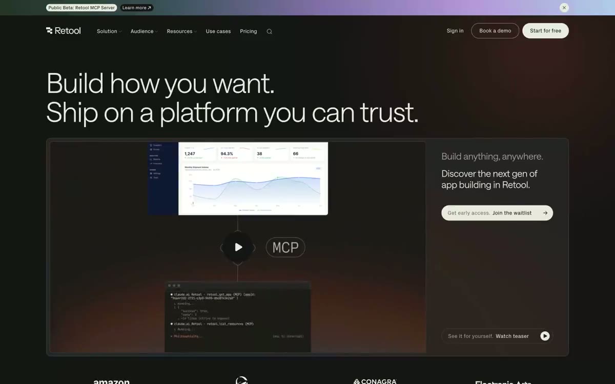 Retool — eine Vorschau einer Website in diesem Stil