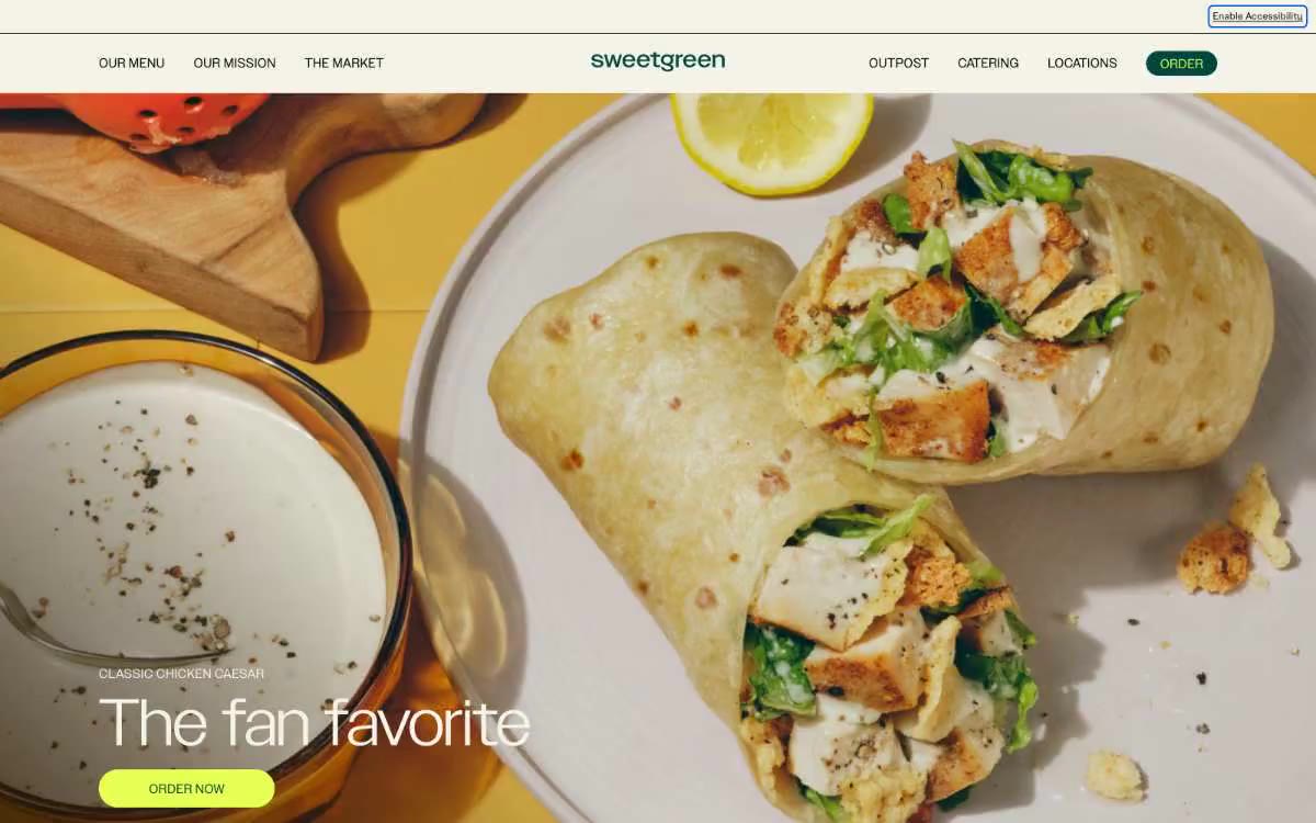 sweetgreen – svetainės peržiūra šiuo stiliumi