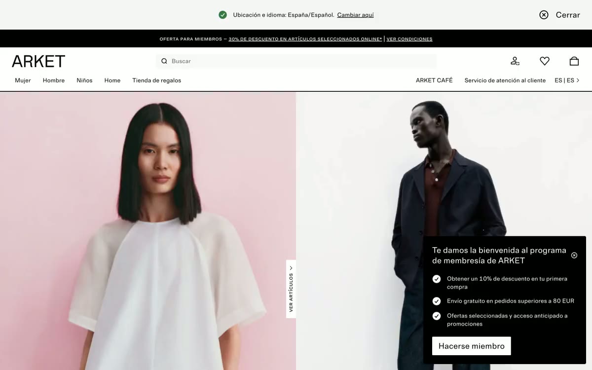ARKET — bu tarzda bir sitenin önizlemesi