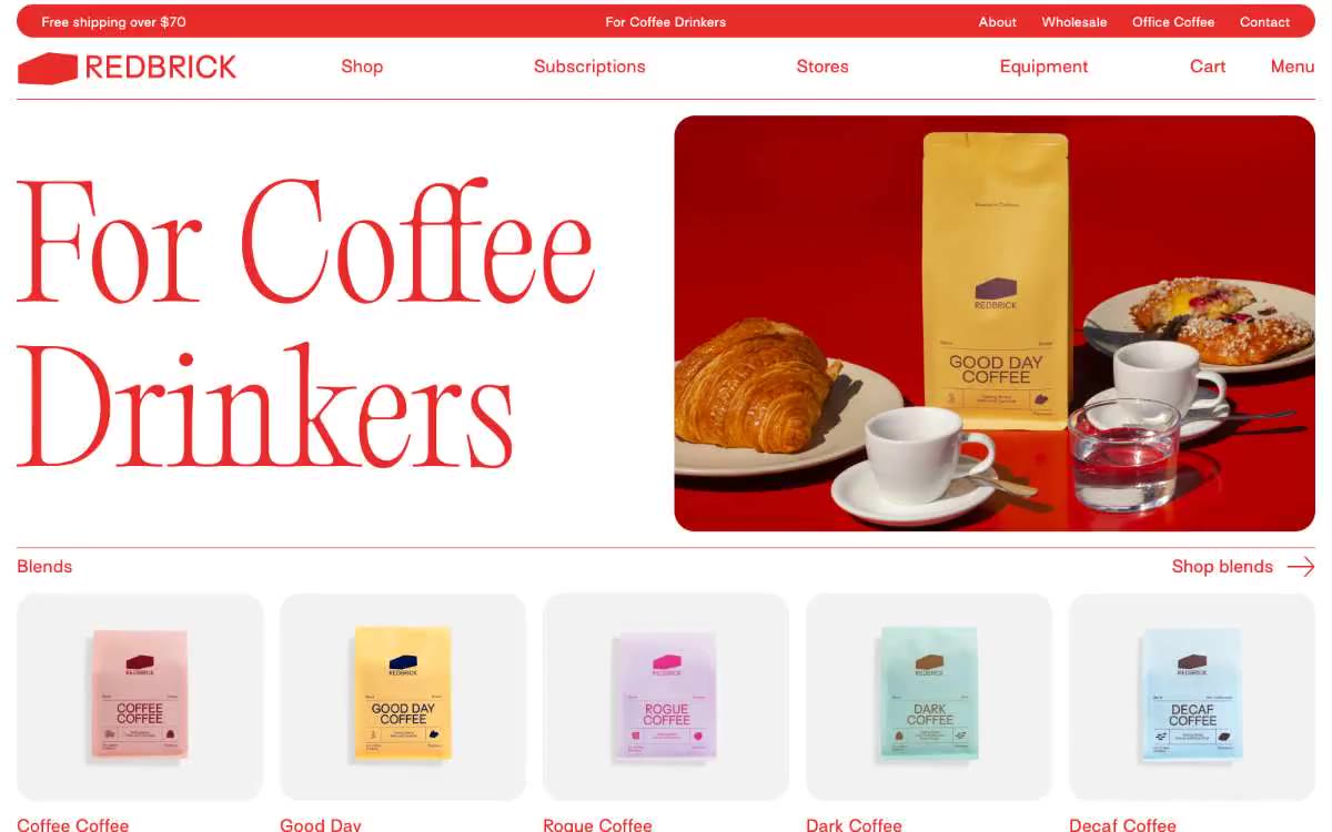 Redbrick Coffee — په دې سټایل کې د یوې سایټ مخکتنه