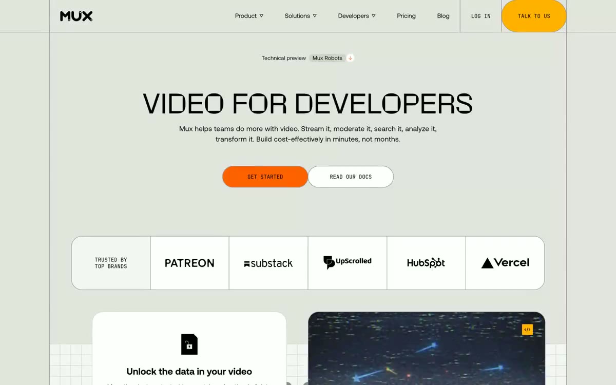 Mux — eine Vorschau einer Website in diesem Stil