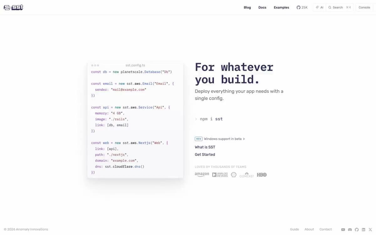 SST — eine Vorschau einer Website in diesem Stil